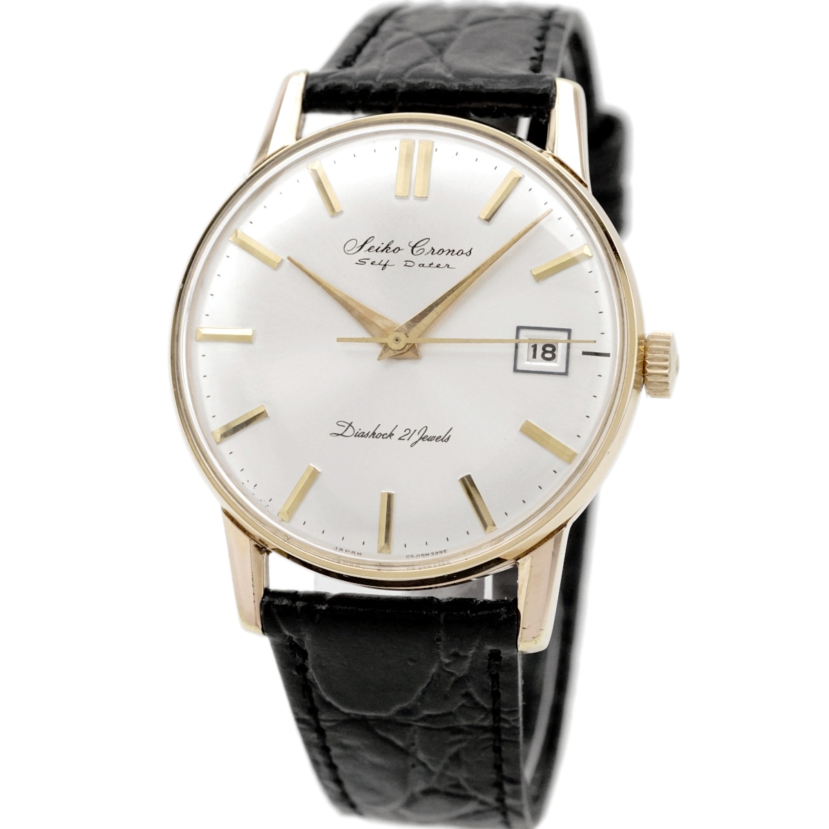 セイコー クロノス セルフデータ J15010E ケース金メッキ/裏蓋金張り