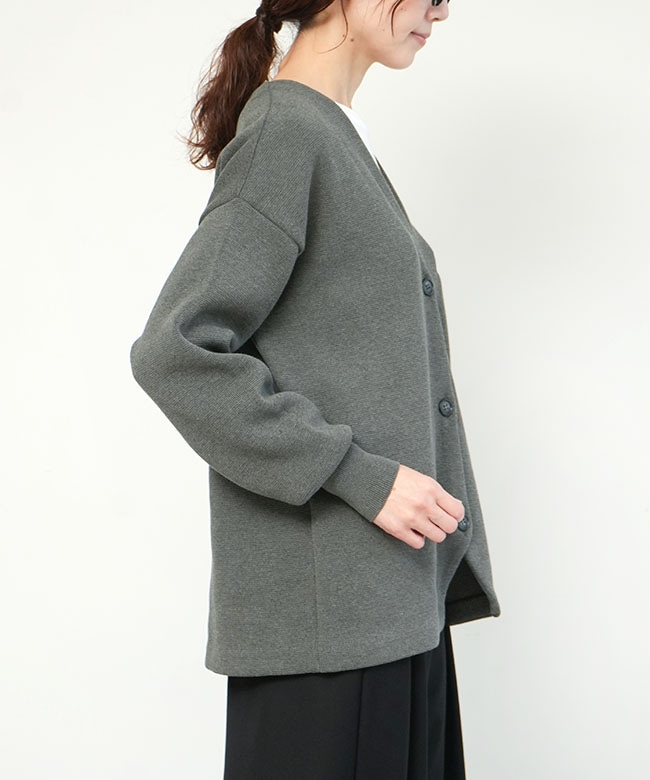 ◇[SMA-KNIT-NC-JKT]SOLAMONAT(ソラモナ) ウエハースニット ノーカラー