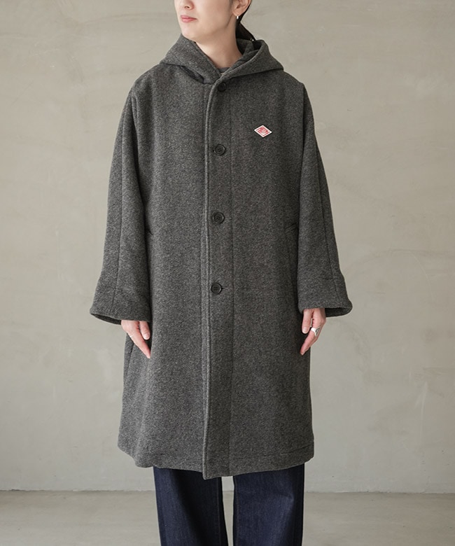 ◇[DT-A0708WLP]DANTON(ダントン) WOOL LIGHT PILE HOODED LONG COAT