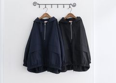 mao made(マオメイド)＊圧縮ウールダブルボタンミドル丈フーディ