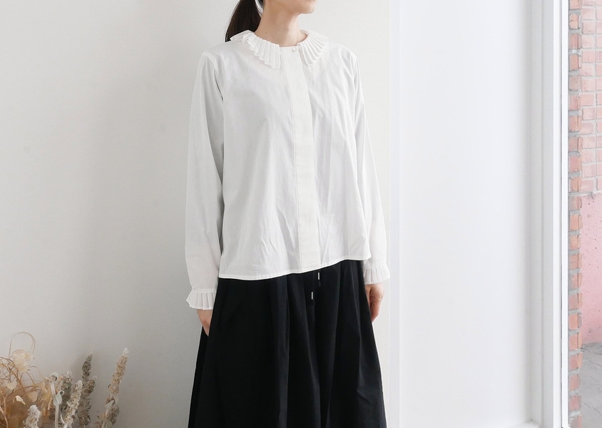 mizuiro ind（ミズイロインド）＊プリーツカラーシャツ(3色)】 | TOPS