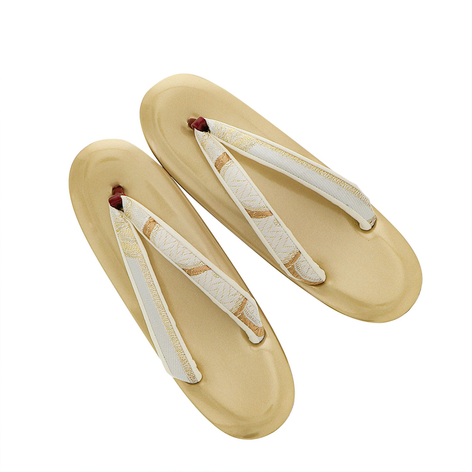 草履バッグセット「ゴールド 白地 亀甲に花」LLサイズ 日本製 振袖草履