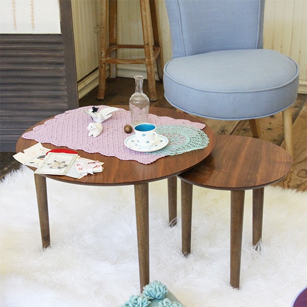 ユアサプライムス.com｜ネストテーブル 丸形 ウォールナット突板 天然