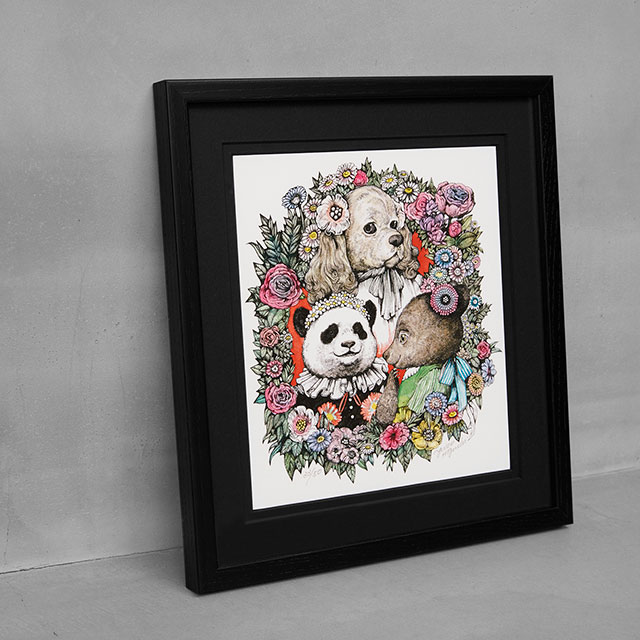 額装】複製画 おしゃれ対決 | アーカイブ | ボリス雑貨店-Higuchi Yuko-