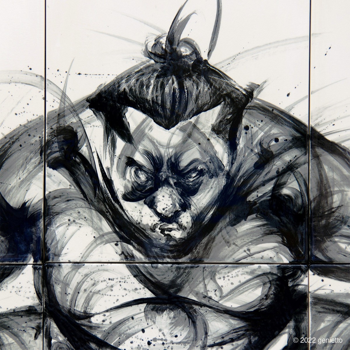 直筆陶墨画「雷閃不知火」 | 墨絵・陶墨画アーティスト 西元祐貴 Yu-ki