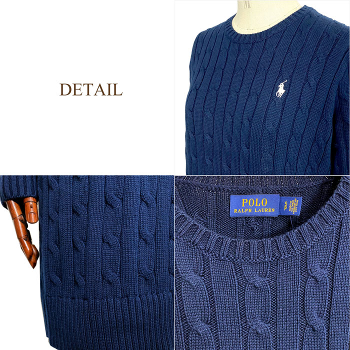 ポロ ラルフローレン レディース ケーブル編み クルーネック コットン