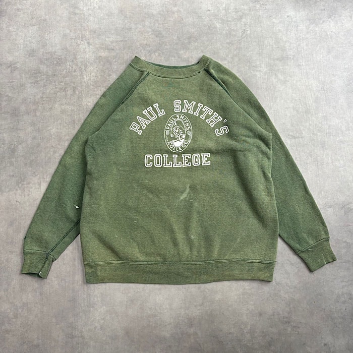 70's CHAMPION RAGLAN COLLEGE PRINT SWEATSHIRTS Made in USA GRN/L