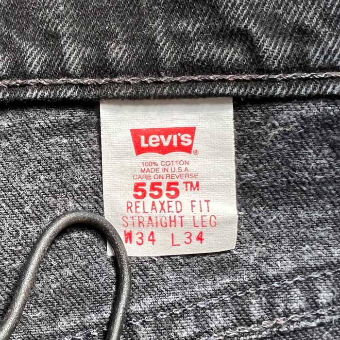 90's Levi's 555 RELAXED FIT BLACK JEANS MADE IN USA W34L34 90年代