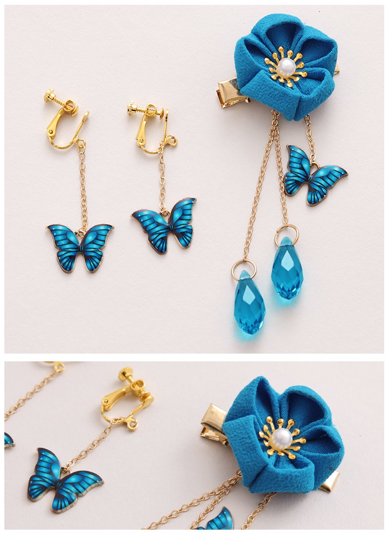 最短即日出荷】胡蝶が揺れる髪飾り＆耳飾りセット＊Favoriteオリジナル