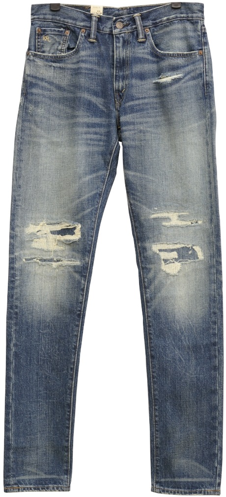 ダブルアールエル) RRL 米国製デニム使用 リペア加工 スリムナロー