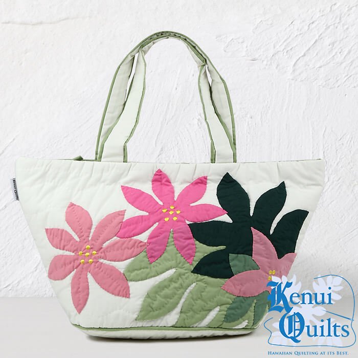 Kenui Quilts ハワイアンキルト トートバッグ ティアレ オフホワイト