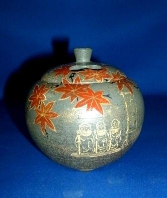 香炉/香立て》清水焼香炉 お地蔵さんと紅葉（木箱付） | お香/香炉