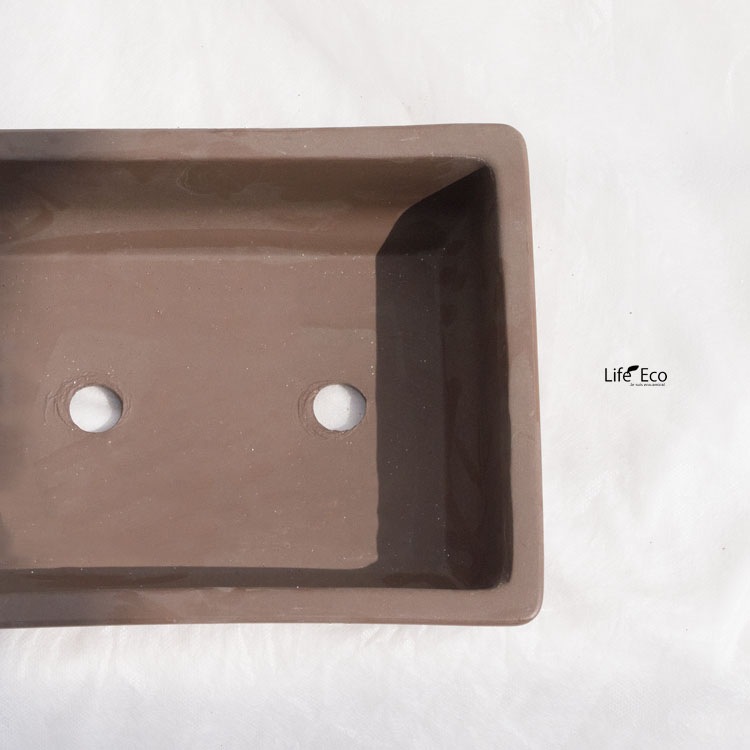 盆栽鉢 常滑焼 ウ泥長角 窓入 W27.5cm×D20.5cm×