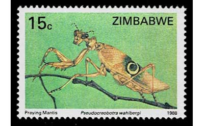 1988年 昆虫切手 4種セット ジンバブエ発行 | 切手,アフリカ | 趣味の