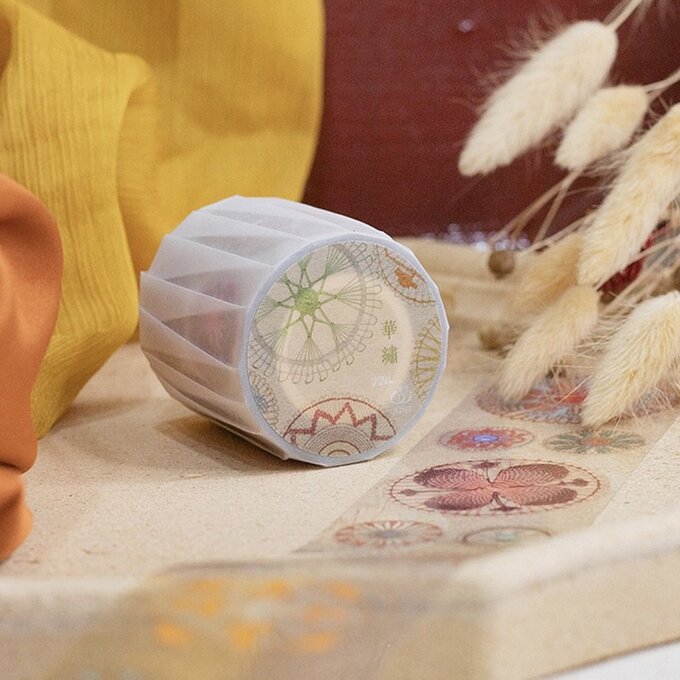 樂意Loidesign]刺繍柄 Nanduti クリアPETテープ(剥離紙付き) 台湾