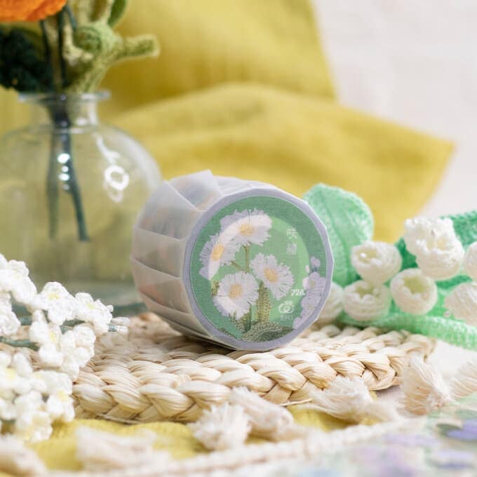 樂意Loidesign]咲繍 Flower Crochet 刺繍花柄 クリアPETテープ(剥離紙