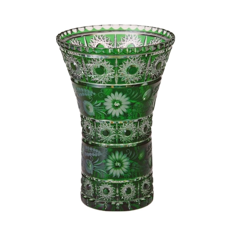 エルベクリスタル マドライン 色被せ花瓶 グリーン 1410/2050/26G