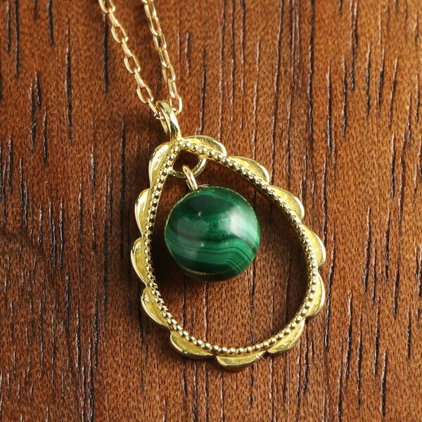 K18 マラカイト ドロップ ネックレス ゴールド 18金 18k 天然石 緑