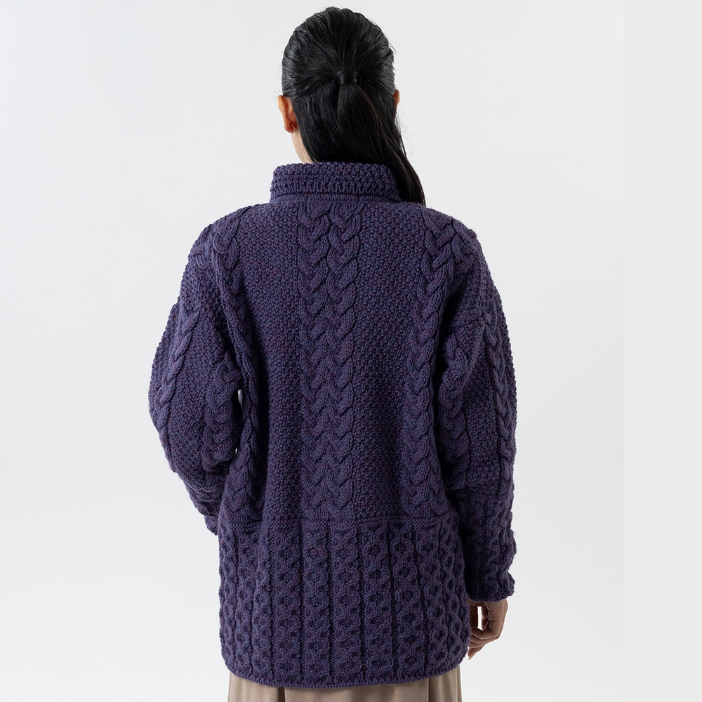 英国製 レディース ケーブル カーディガン ニット 女性 ウール 英国