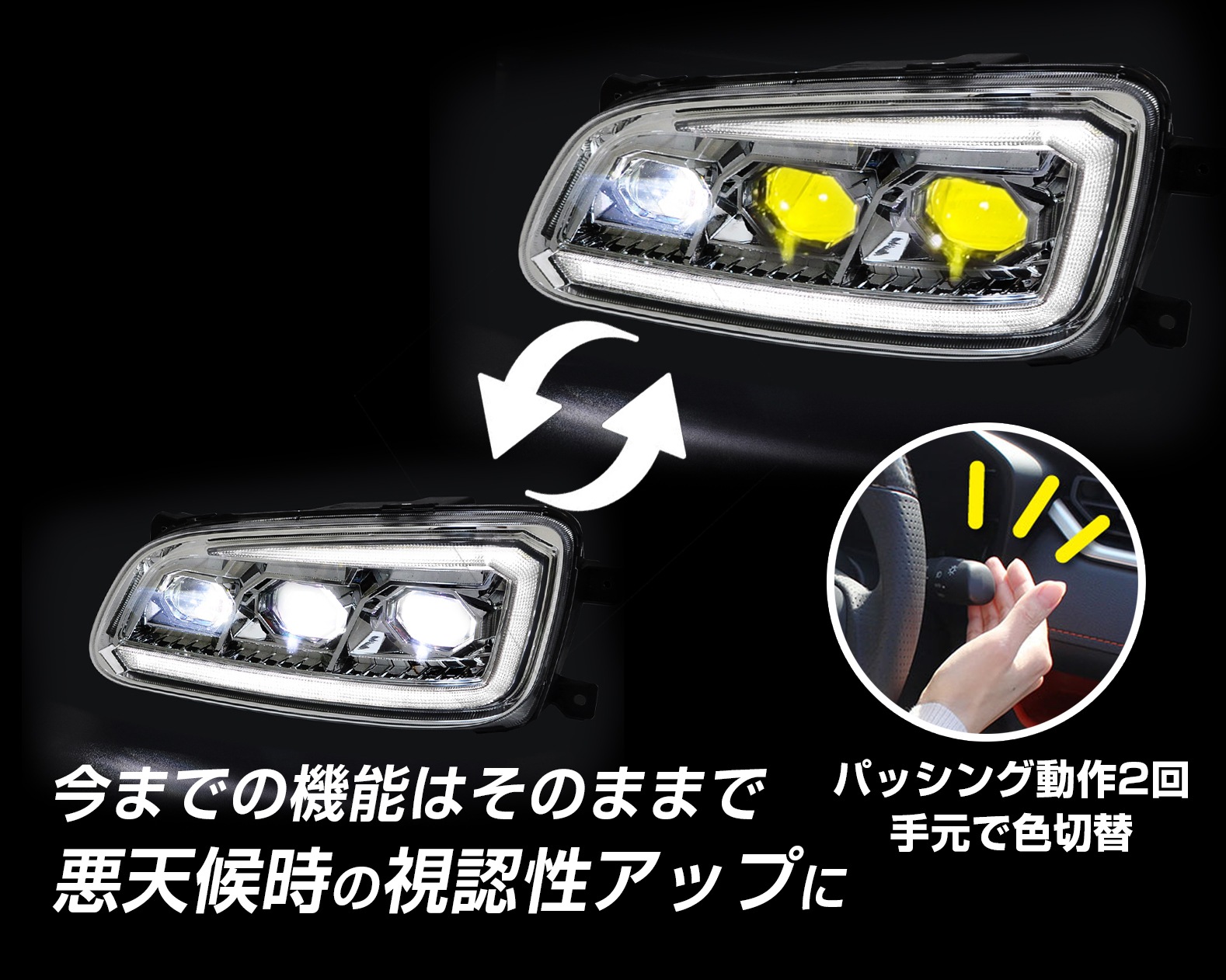 ジェイバス大型・中型観光バス用デイライト内蔵 2色切替LED