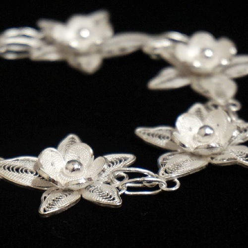 トルコ伝統の銀線細工 テルキャーリ ブレスレット TK-B16-FLW1