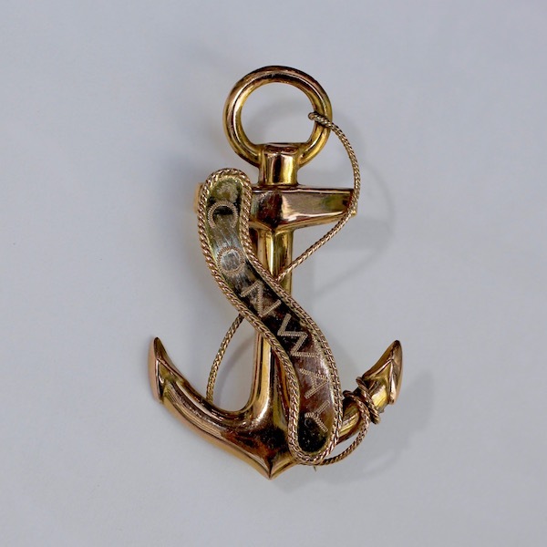 イギリス アンティーク アンカー 9ct gold ブローチ