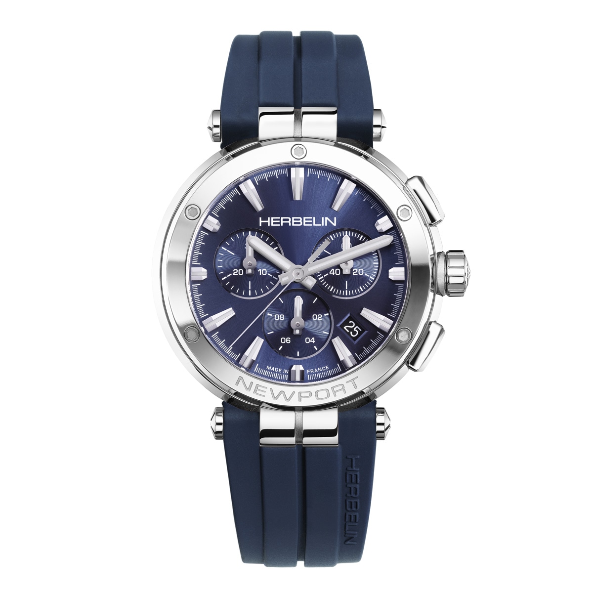 NEWPORT クロノグラフ クオーツ メンズ FKMベルト ネイビー 青文字盤