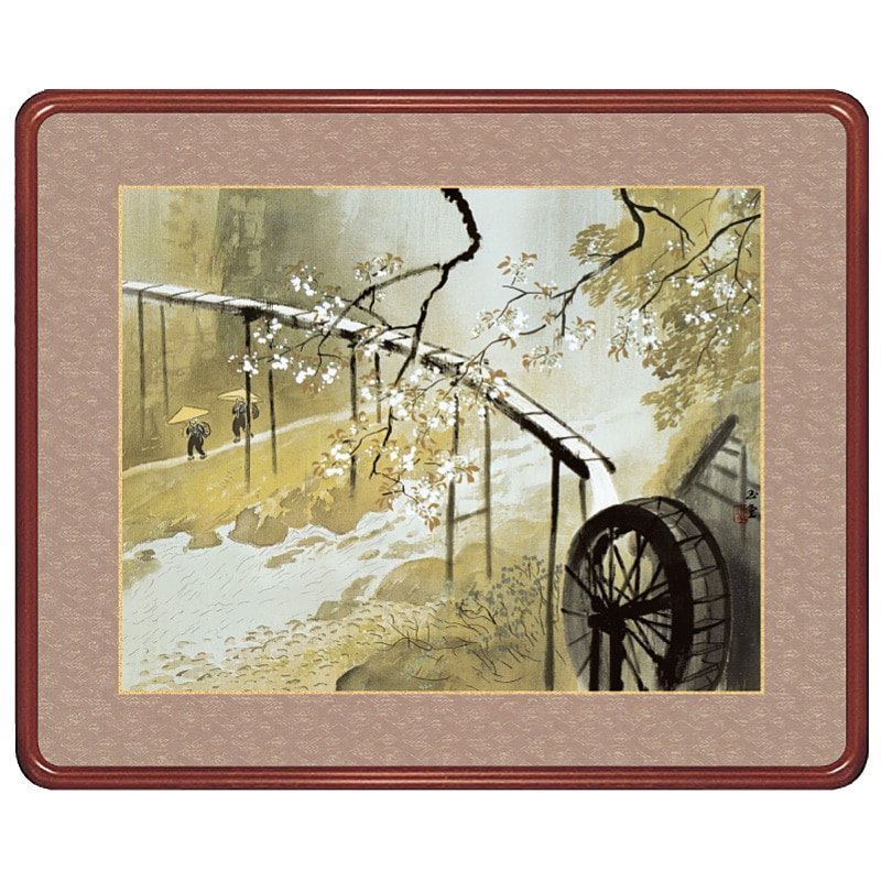 川合玉堂 作品 四季の情景 暮春の雨 春 高級女桑縁額【ポイント5