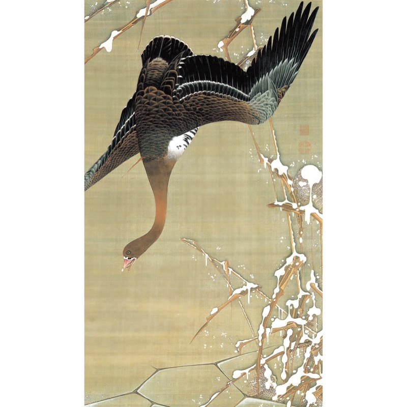 伊藤若冲 動植綵絵 芦雁図 高級仕様 額 美術品 インテリア 作品 複製画