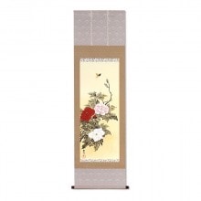 酒井抱一 「十二か月花鳥図」 九月 「菊に子禽図」 複製掛軸 : 酒井抱