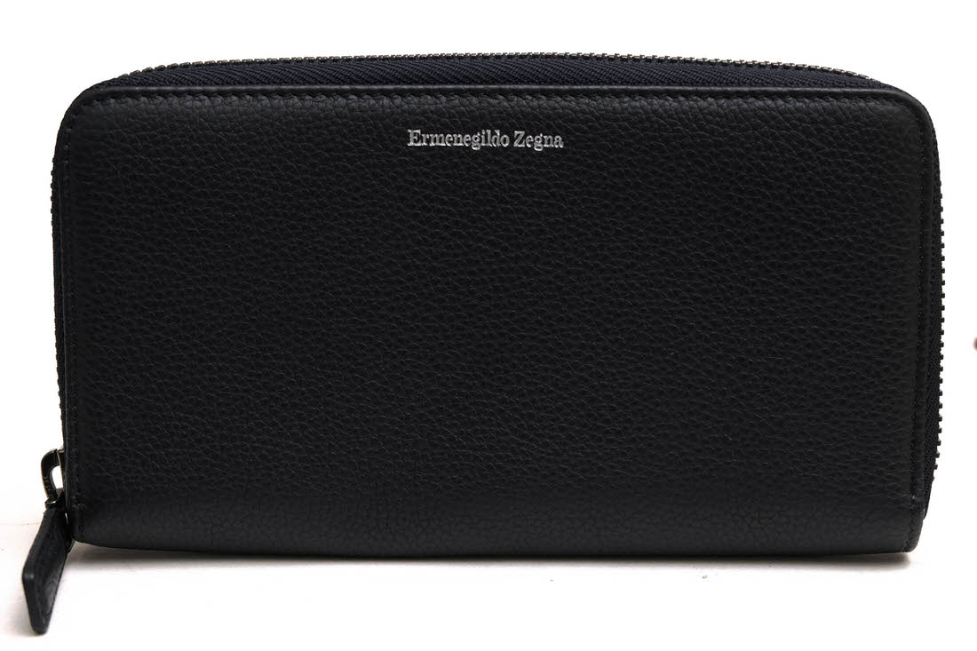 Ermenegildo Zegna / ゼニア A4サイズ収納可 牛革 カーフ ブラック 黒