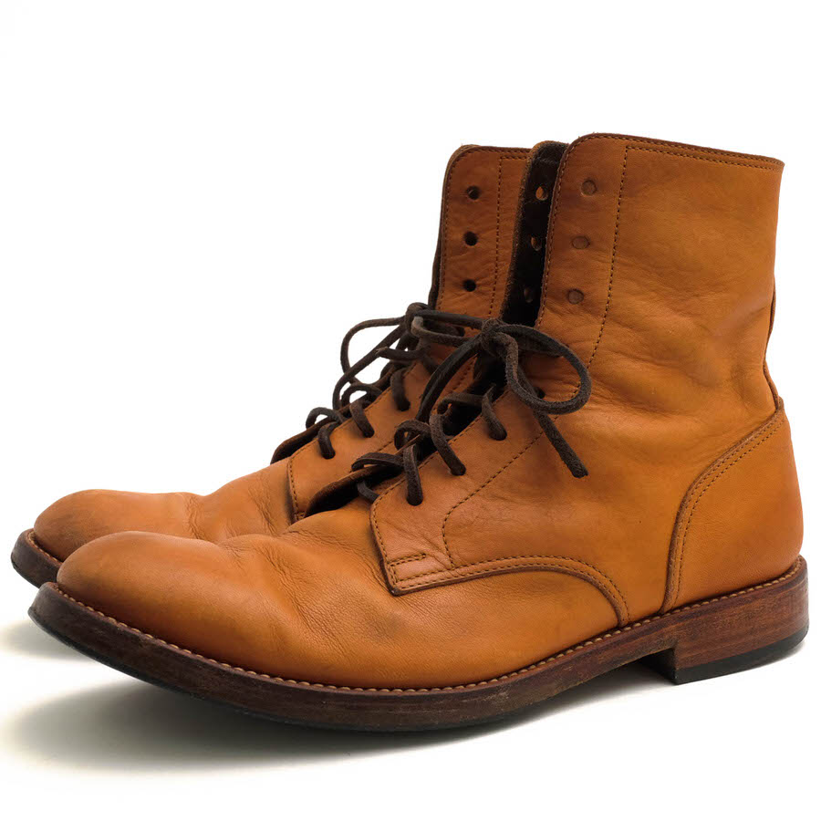 MOTO 1100 PLAIN TOE LACE UP BOOTS / モト 手染め 牛革 カーフ