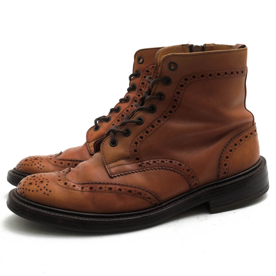 Tricker's M7143 Beechnut Burnished Brogue Zip Boots / トリッカーズ