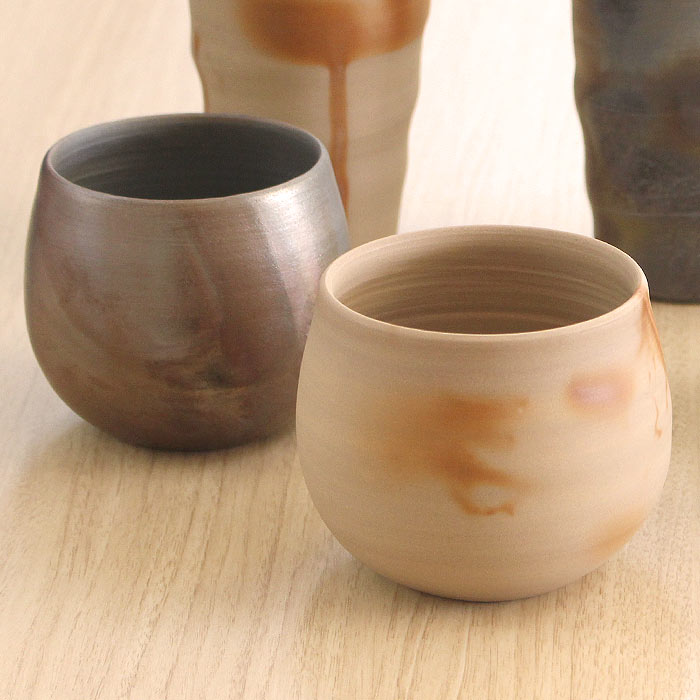 岡山 備前焼作家 高木純作 コロンまるいカップ 300ml 2カラー