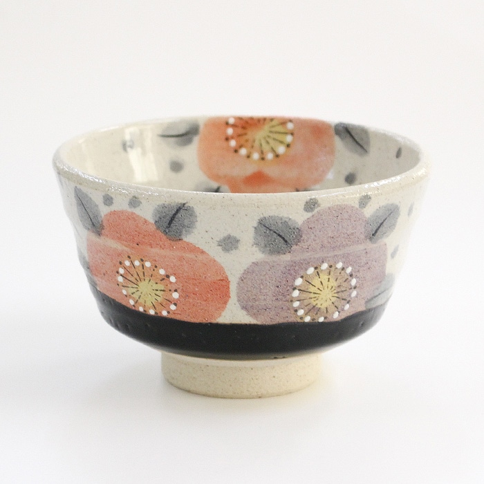 茶道具 抹茶茶碗 瀬戸焼 赤椿一珍抹茶碗（F-1548）