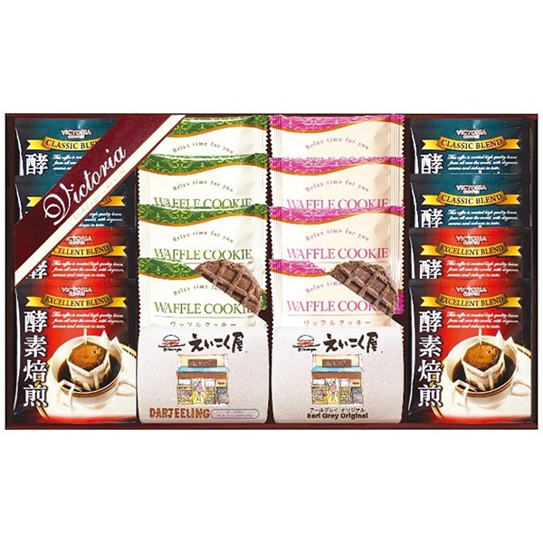 ビクトリアコーヒー ドリップコーヒー＆紅茶・ワッフルクッキーセット