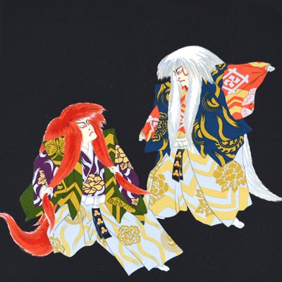 1595#601(京ちりめん風呂敷 浮世絵 連獅子)☆お取り寄せ品 | イナズマ