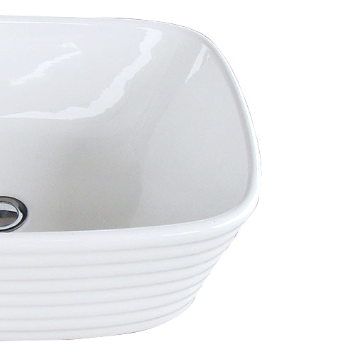 洗面ボウル 陶器 四角型 置き型(オンカウンターシンク) オーバーフロー