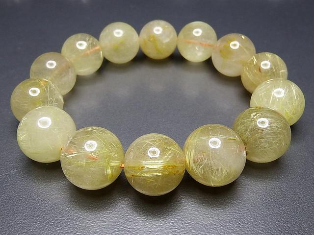 逸品超大ミルキーゴールドルチルクォーツ16mm強ブレスレット金運天然石
