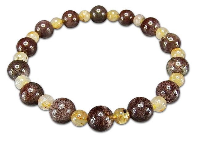 金運仕事運レッドガーデンクォーツ8mm強ゴールドルチルクォーツ天然石