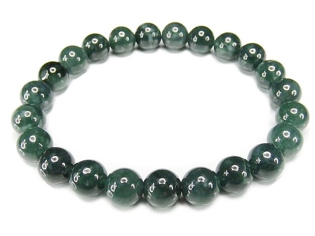 厳選良品深緑色ひすい天然石本翡翠ジェダイト約8mmブレスレット綺麗
