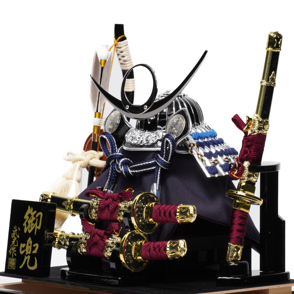 五月人形】5号 上杉 太刀付 兜ガラスケース飾り〈武光作〉[235-065