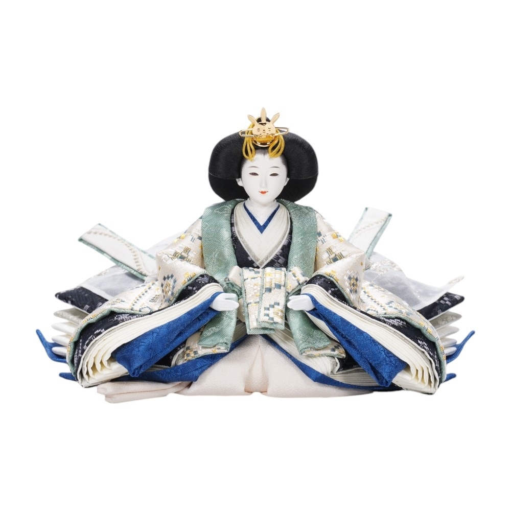 雛人形】京十二番 平安 横段菱小市松寄せ文様 親王揃い収納飾り | 小出