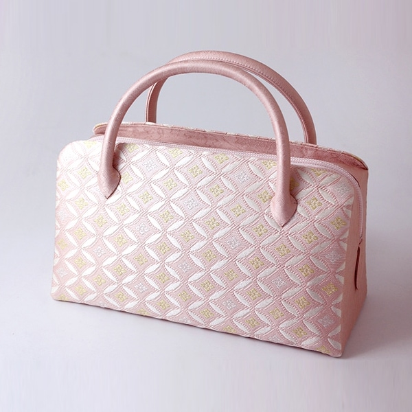 葵バッグ「彩かすみ七宝文・ピンク」｜和装バッグ 着物用ハンドバッグ
