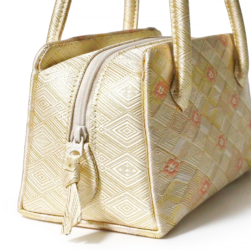 ミニミニ葵バッグ 七五三・パーティー用「佐賀錦 松皮菱」ベージュ