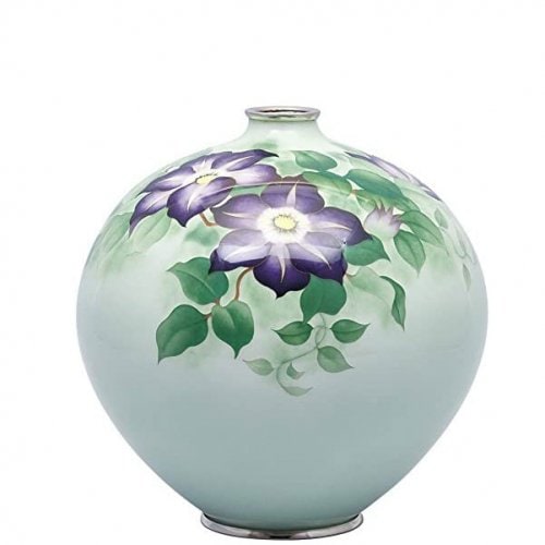 七宝焼き 花瓶（田村丈雅 作） 90号 かぶら型(H27) 白磁式部 | 花瓶