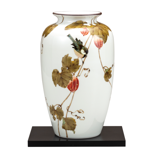 九谷焼 花瓶 10号・牡丹孔雀（台付） | 花瓶 | 伝統工芸品・和風記念品