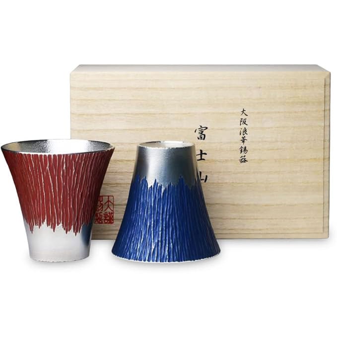 大阪錫器 タンブラー 富士山 中 青朱ペア | 富士山 | 伝統工芸品・和風