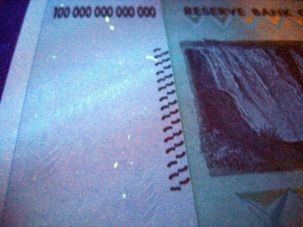 ジンバブエ 100兆 ジンバブエ・ドル 未使用 【証明書付】 | 外国紙幣