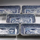 古伊万里 皿 江戸時代中期 染付 菊に獅子文